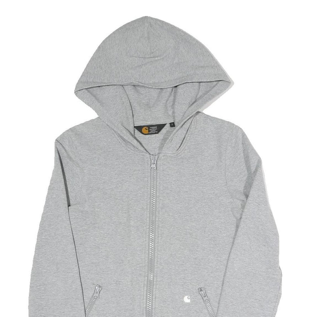 CARHARTT Womens Grey Zip Up Hoodie S Cotton Blend Casual Full Zip Sweatshirt