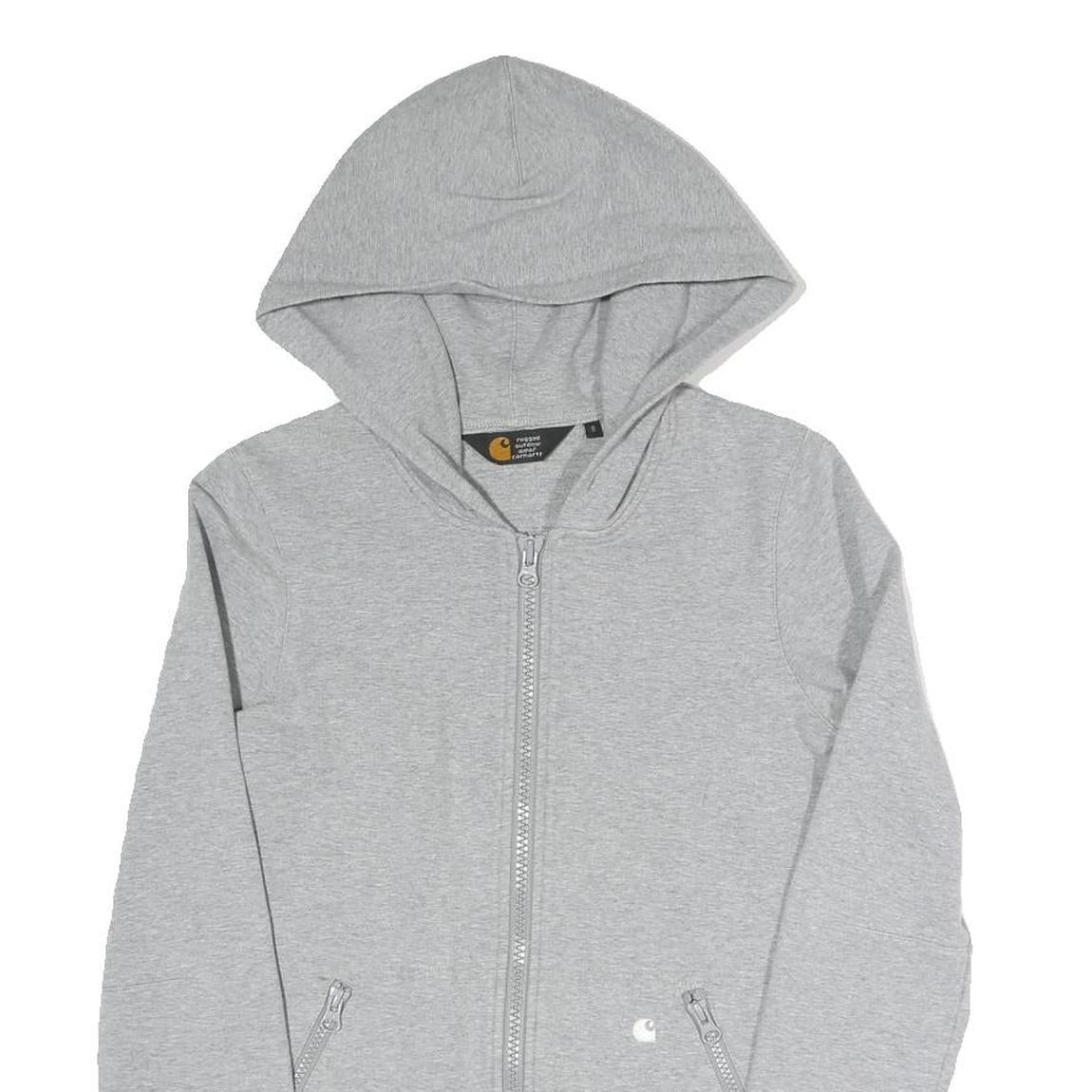 CARHARTT Womens Grey Zip Up Hoodie S Cotton Blend Casual Full Zip Sweatshirt