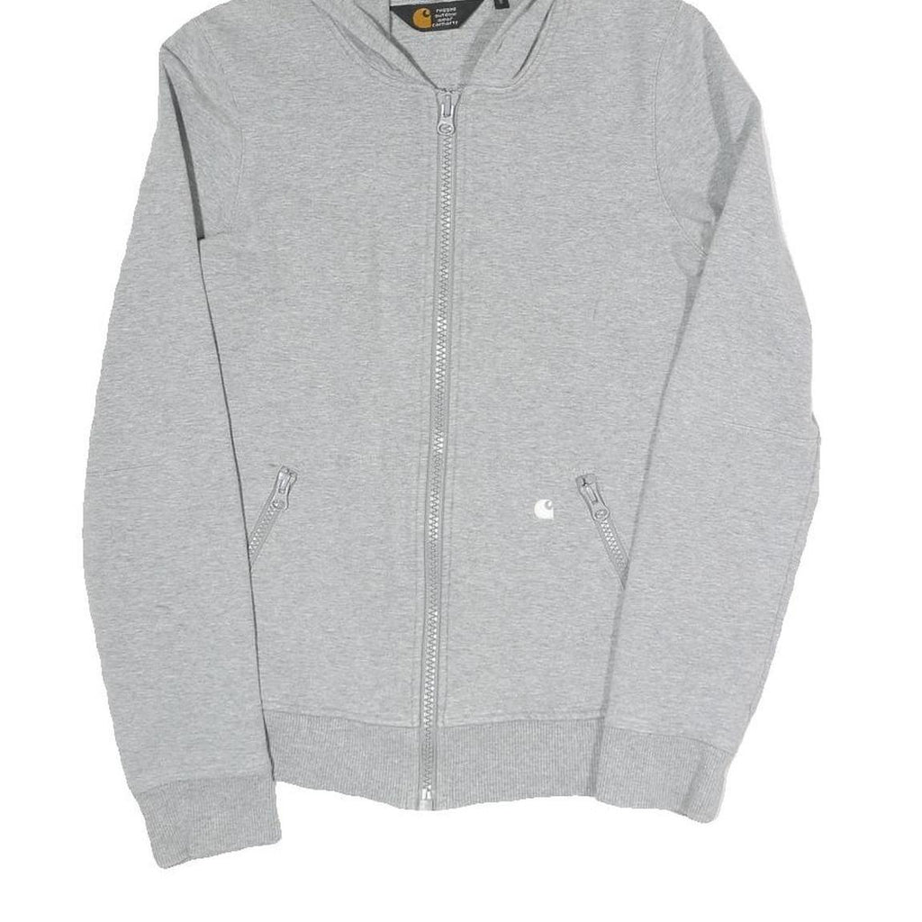 CARHARTT Womens Grey Zip Up Hoodie S Cotton Blend Casual Full Zip Sweatshirt