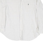 RALPH LAUREN Mens White & Navy Classic Fit Shirt XL Cotton Blend Checked Long
