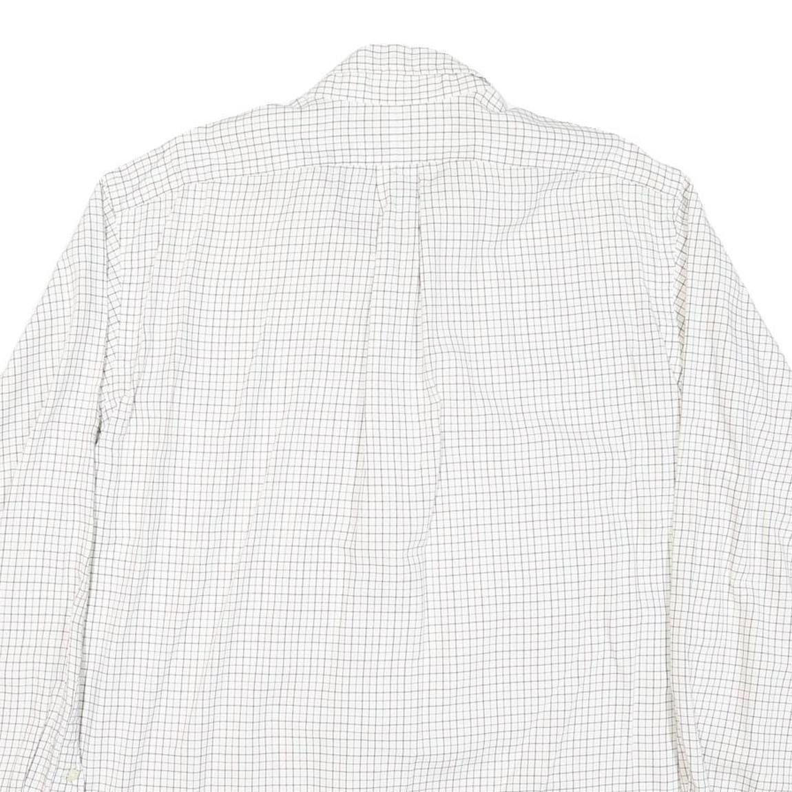 RALPH LAUREN Mens White & Navy Classic Fit Shirt XL Cotton Blend Checked Long