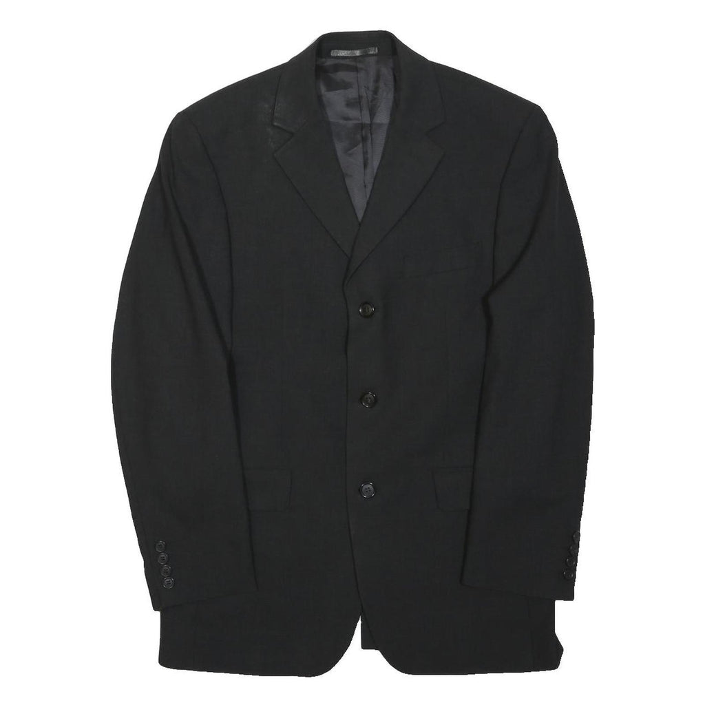 MOSS Mens Black Wool Blend Jacket L Button Plain Classic Tailored