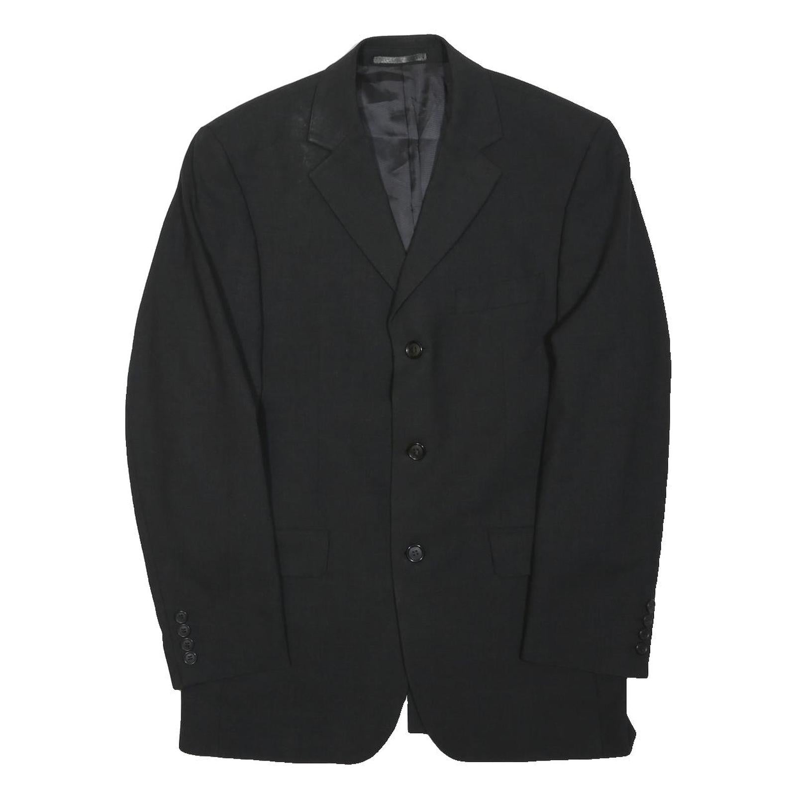 MOSS Mens Black Wool Blend Jacket L Button Plain Classic Tailored