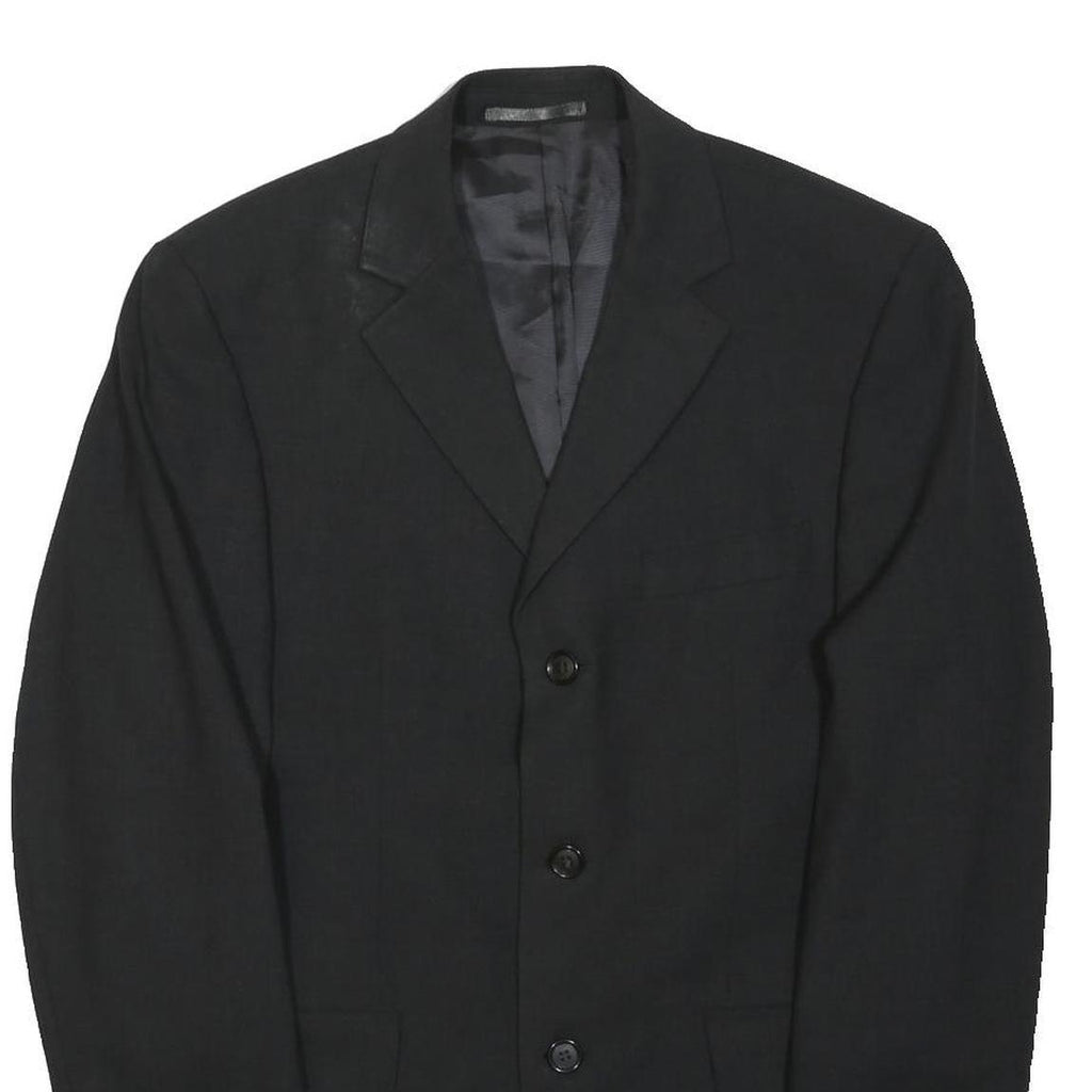 MOSS Mens Black Wool Blend Jacket L Button Plain Classic Tailored