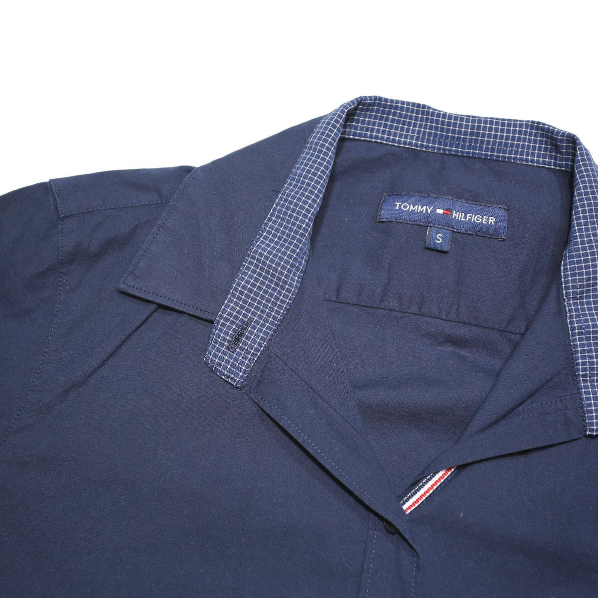 TOMMY HILFIGER Womens Navy Blue Shirt S Cotton Blend Casual Long Sleeve