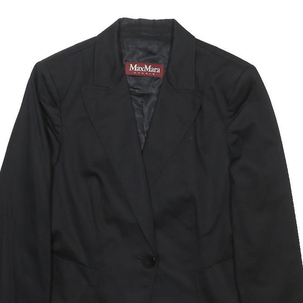 MAX MARA STUDIO Womens Black Tailored Jacket UK 12 Cotton Blend Button Closure