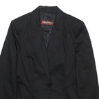 MAX MARA STUDIO Womens Black Tailored Jacket UK 12 Cotton Blend Button Closure