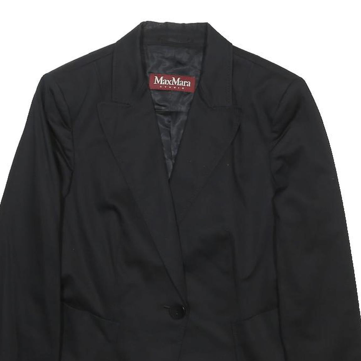 MAX MARA STUDIO Womens Black Tailored Jacket UK 12 Cotton Blend Button Closure