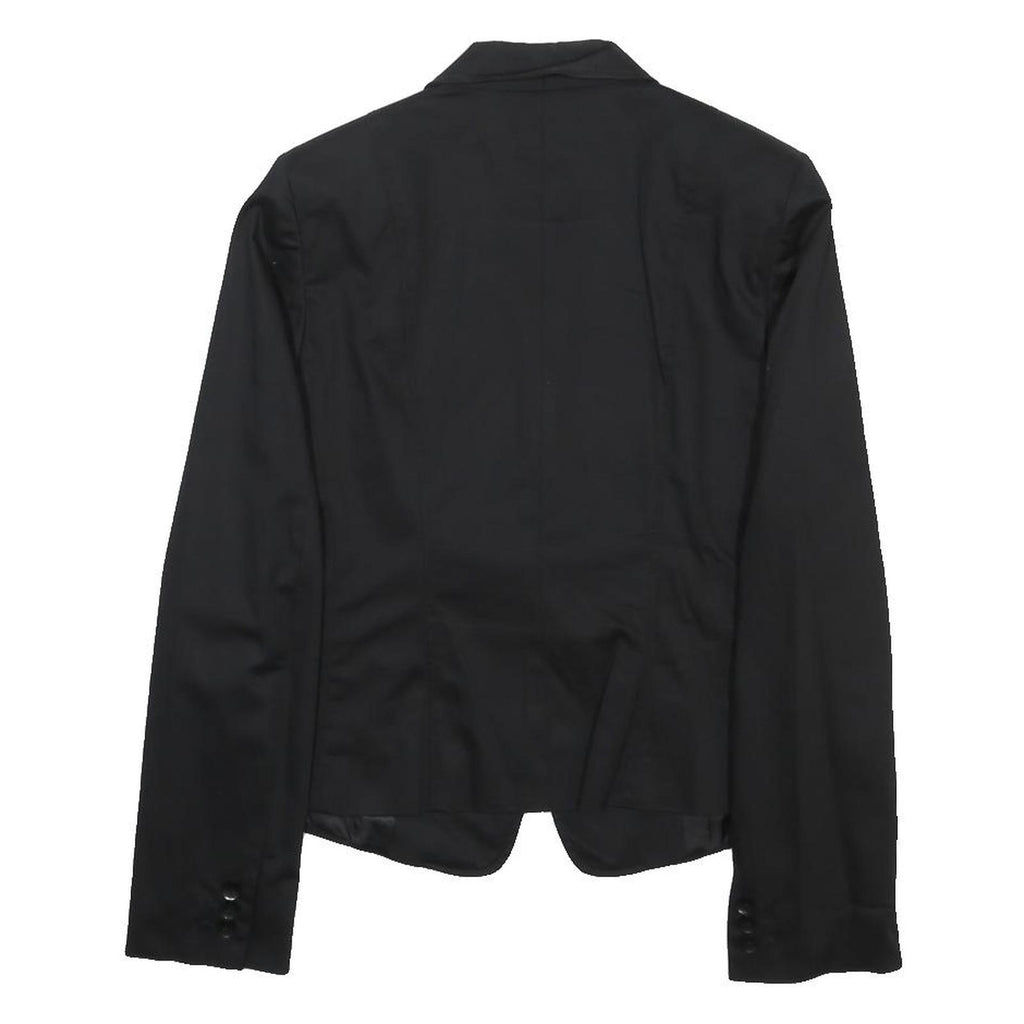 MAX MARA STUDIO Womens Black Tailored Jacket UK 12 Cotton Blend Button Closure