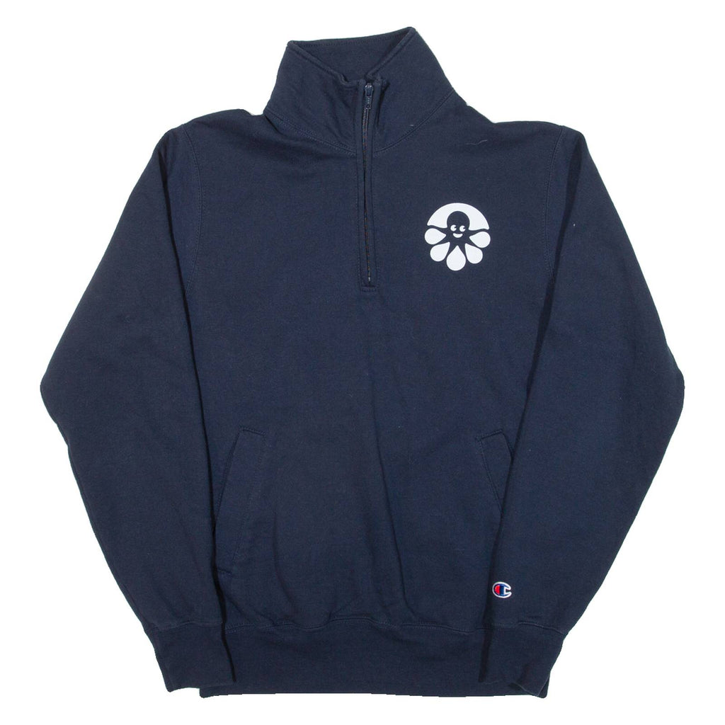 CHAMPION Mens Sweatshirt Blue 1/4 Zip S