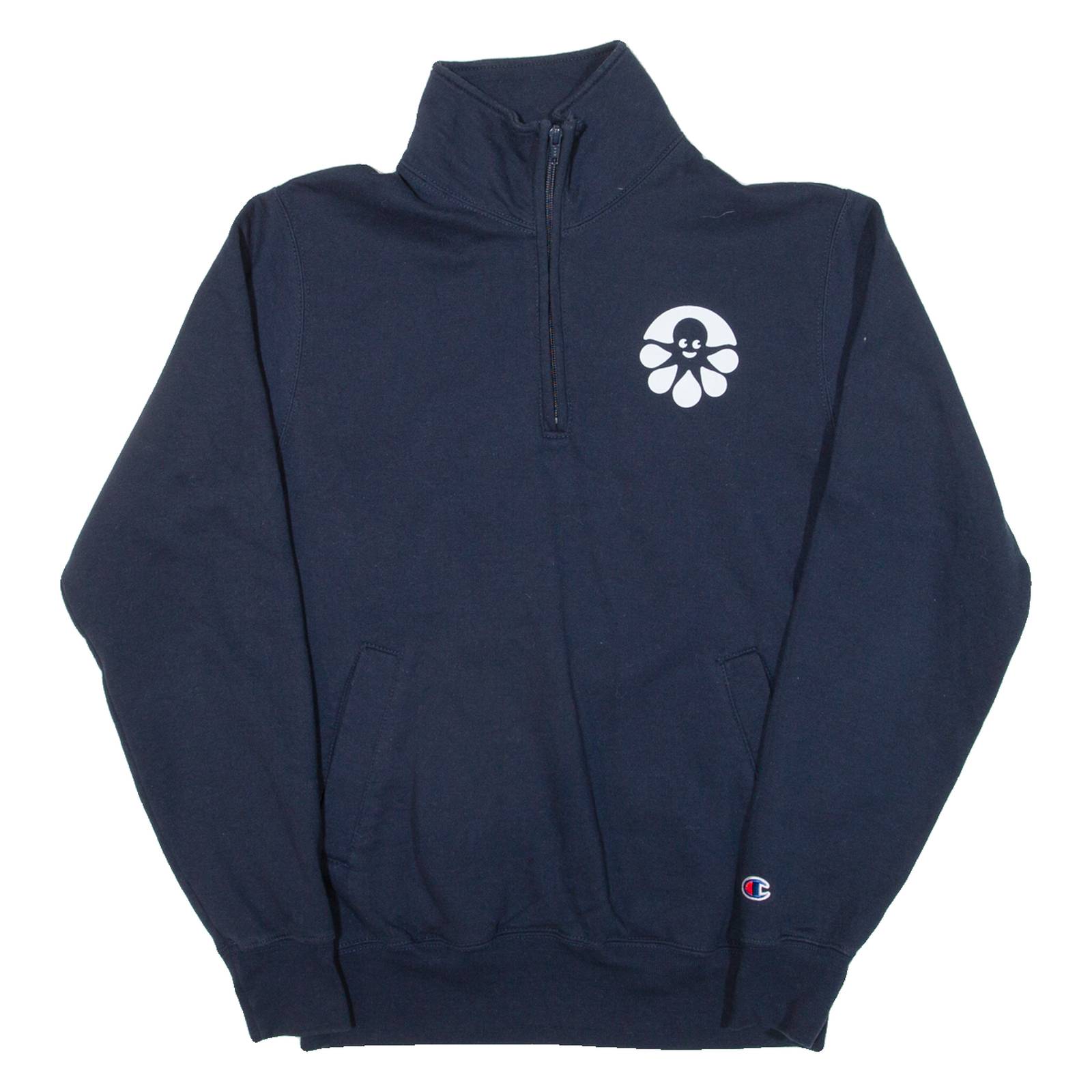 CHAMPION Mens Sweatshirt Blue 1/4 Zip S