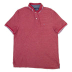 TOMMY HILFIGER Mens Polo Shirt Red Striped L