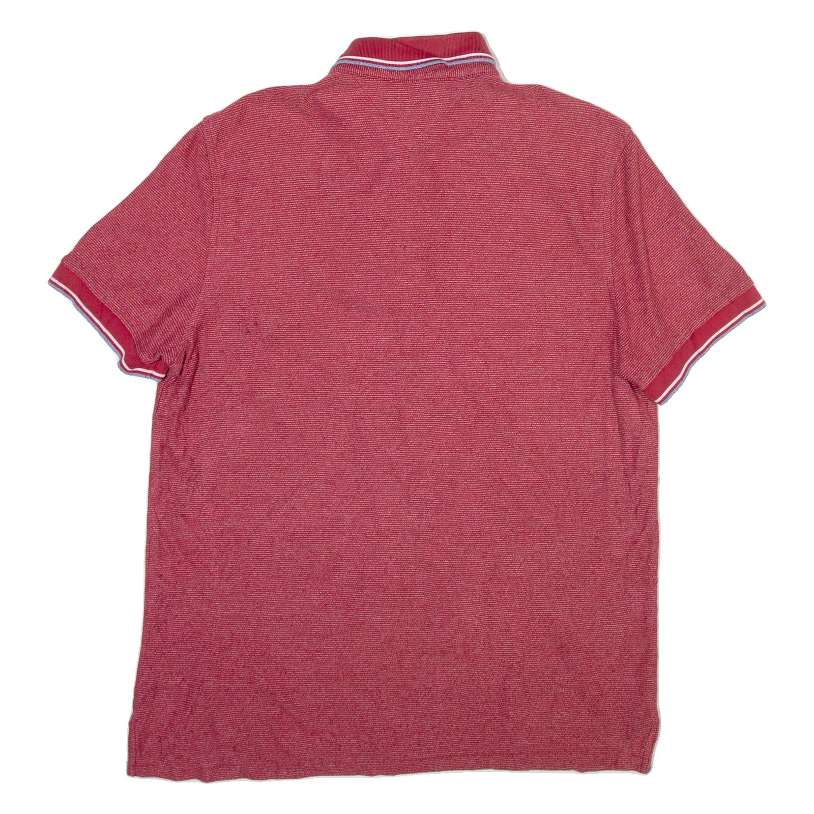 TOMMY HILFIGER Mens Polo Shirt Red Striped L