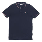 FILA Mens Navy Blue Polo Shirt L Cotton Short Sleeve Plain Casual