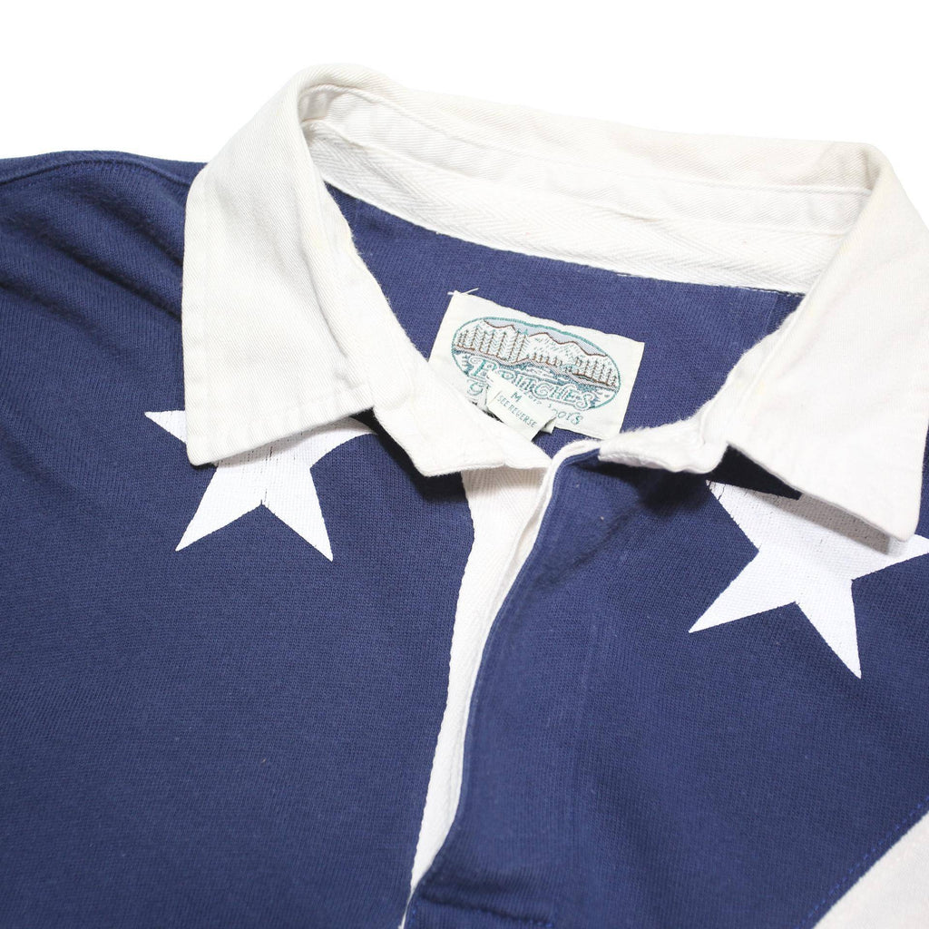 BRITCHES Mens Blue & Red Flag Print Long Sleeve Polo Shirt M Cotton Blend
