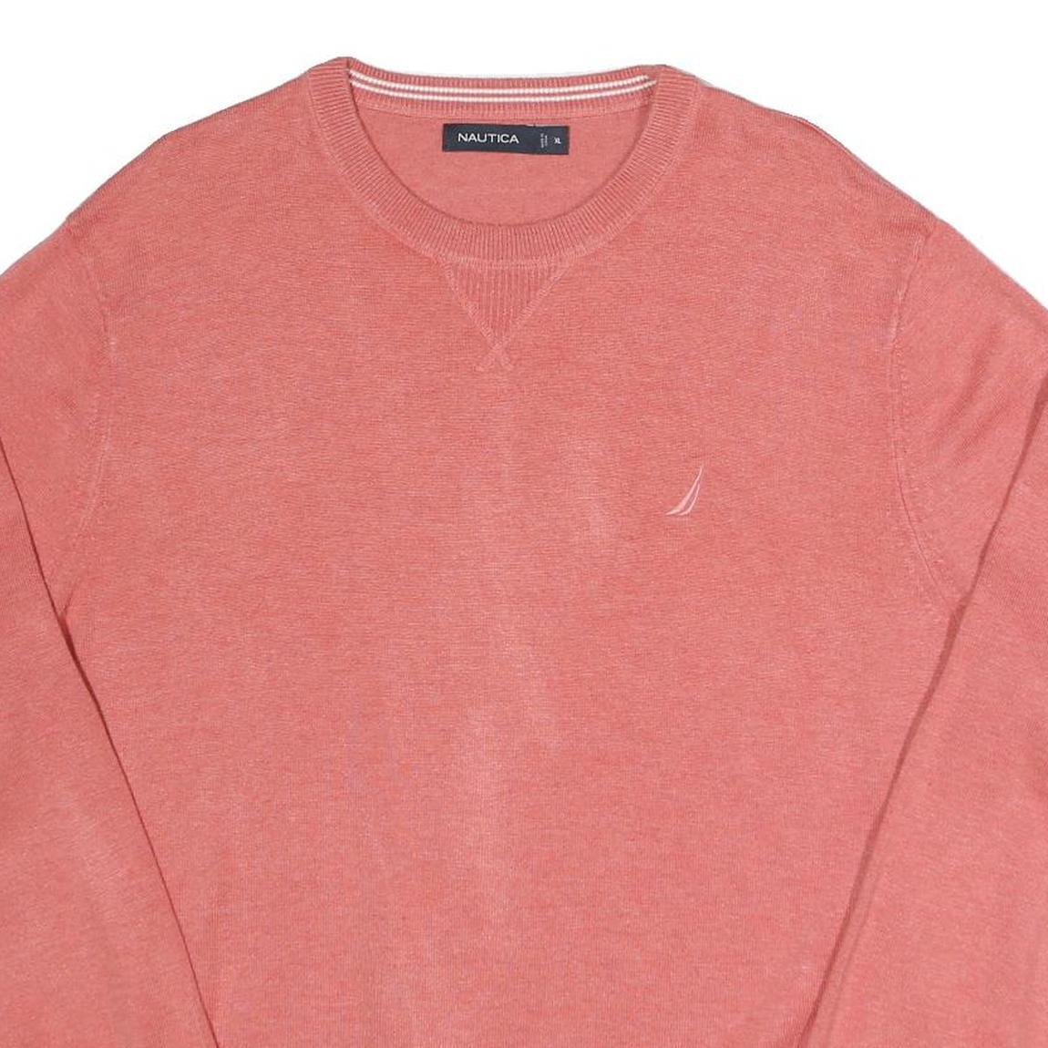 NAUTICA Mens Coral Plain Cotton Blend Jumper Crew Neck Regular XL Casual Comfort