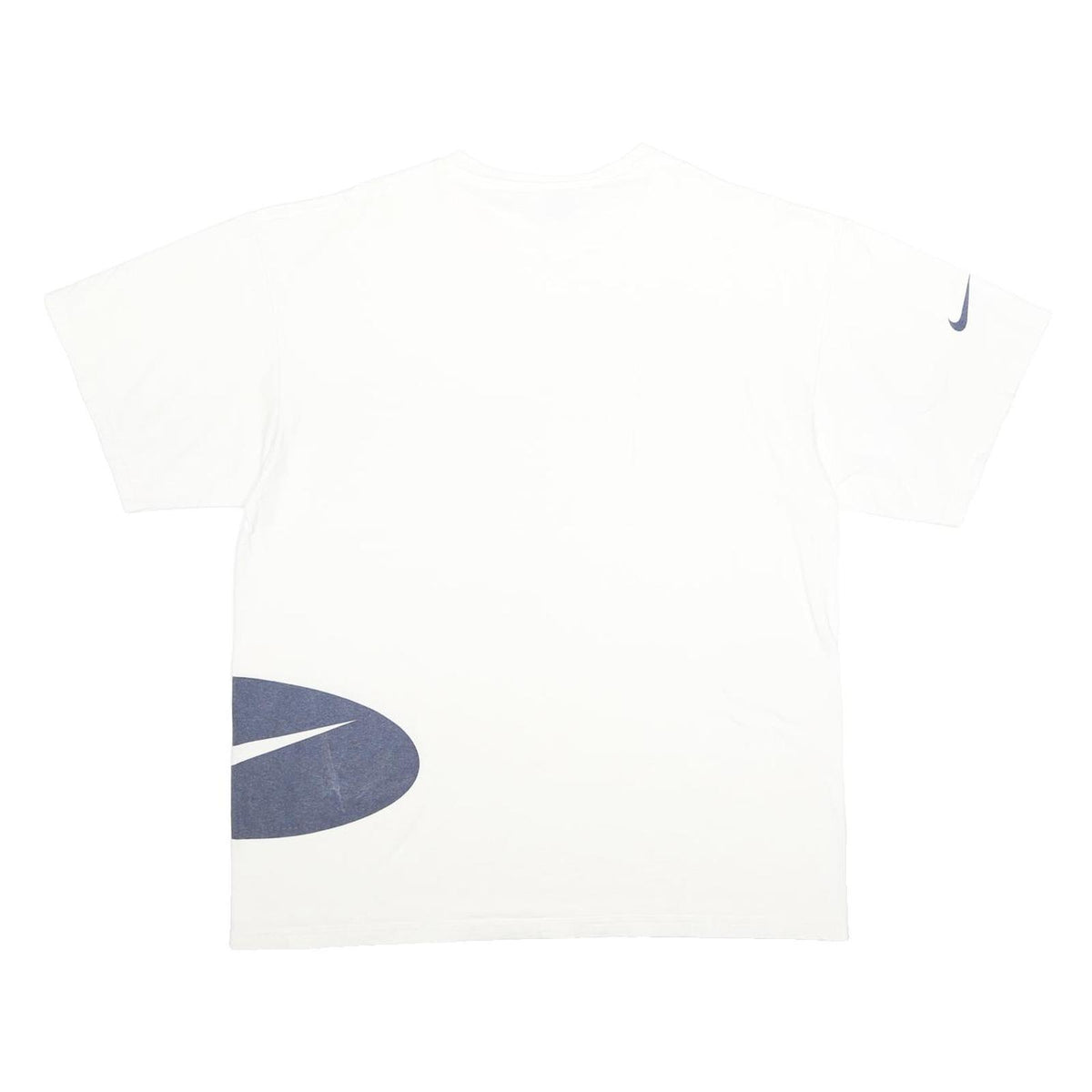 NIKE Mens White & Navy Logo T-Shirt L Short Sleeve Crew Neck Casual Cotton