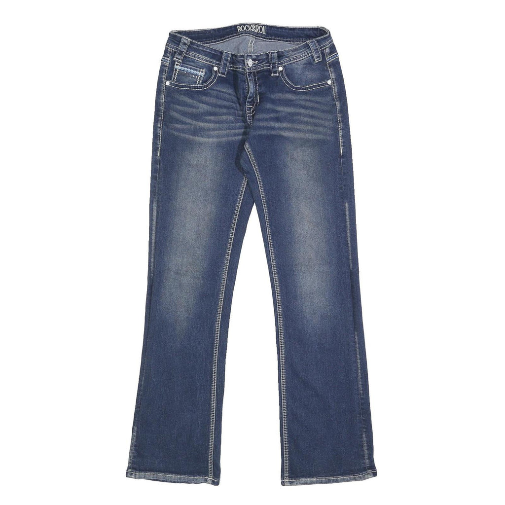 ROCK & ROLL Womens Jeans Blue Regular Straight Denim Medium W30 L34 Fashion
