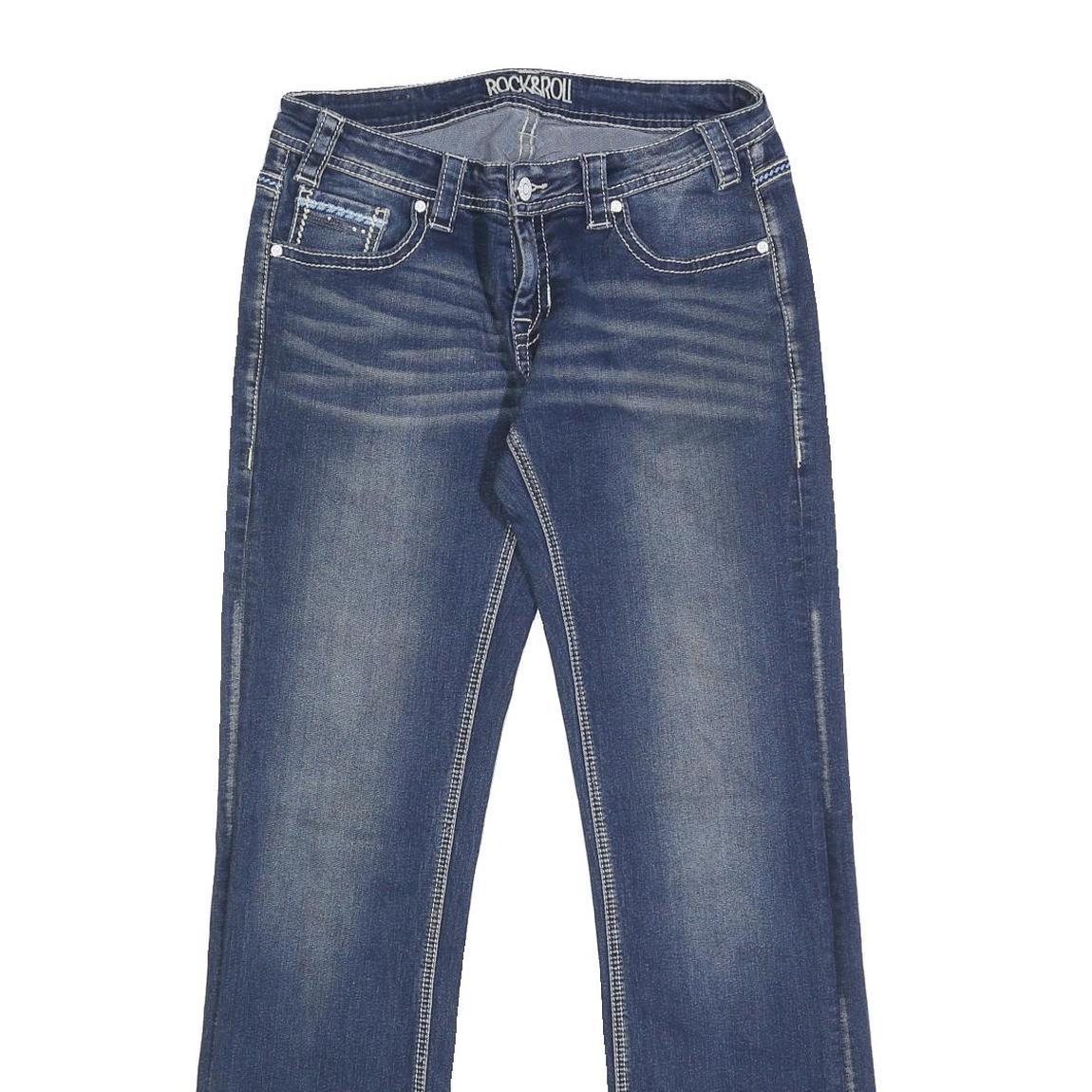 ROCK & ROLL Womens Jeans Blue Regular Straight Denim Medium W30 L34 Fashion