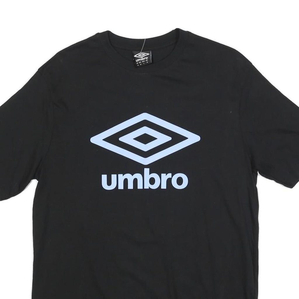 UMBRO Mens Black Athletic T-Shirt M Short Sleeve Crew Neck Logo Print