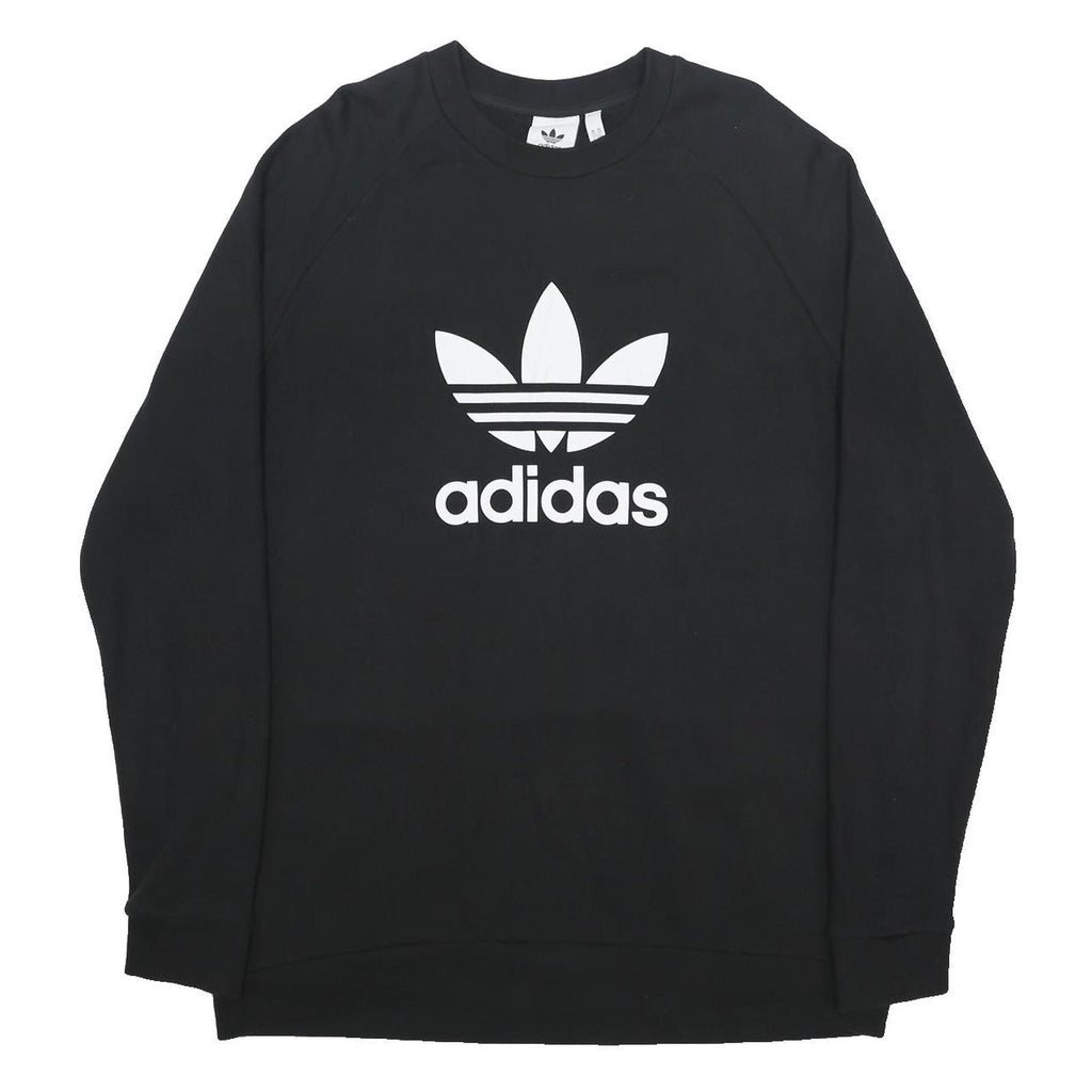 ADIDAS Mens Black Cotton Blend Crew Neck 2XL Sweatshirt Logo Printed