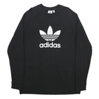 ADIDAS Mens Black Cotton Blend Crew Neck 2XL Sweatshirt Logo Printed