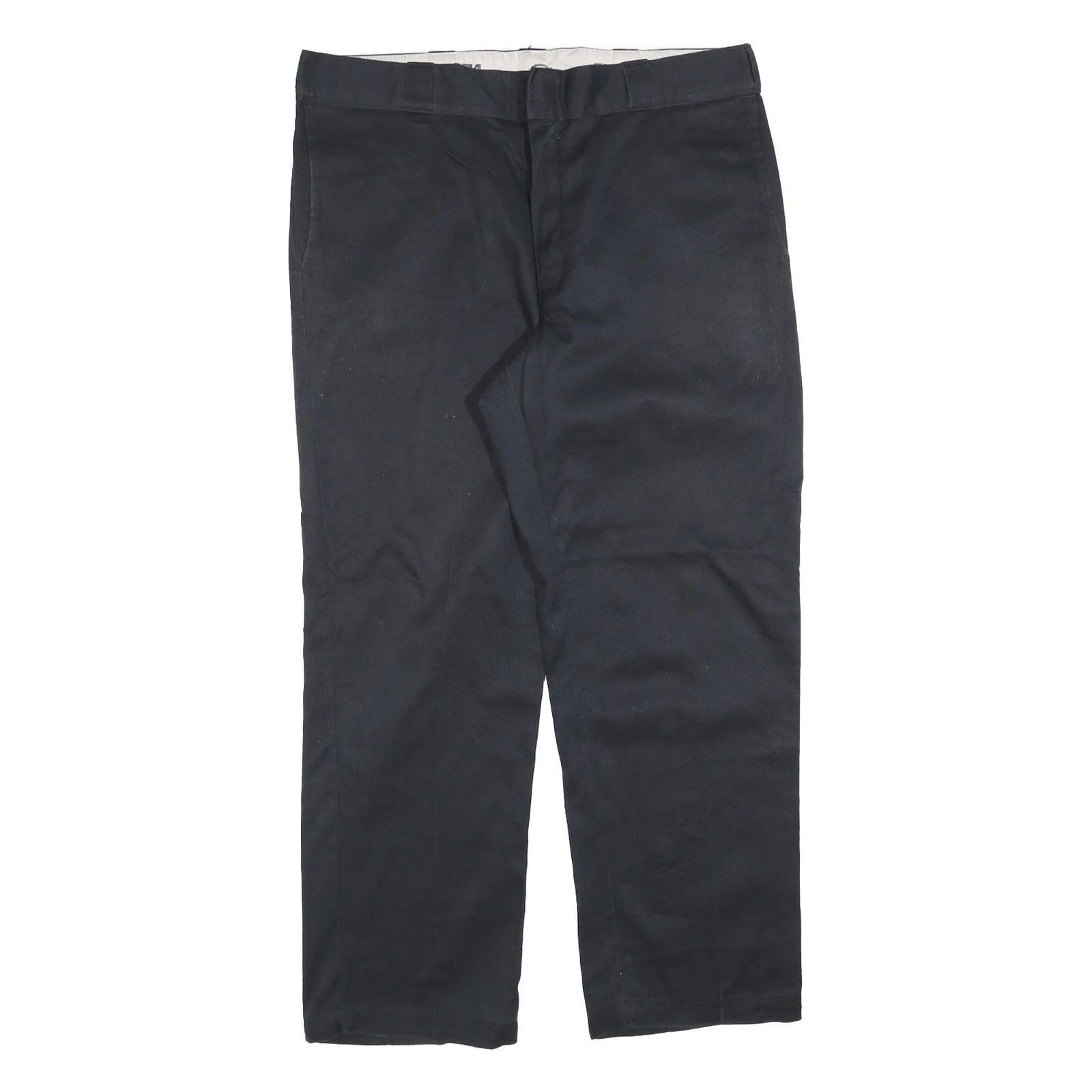 DICKIES Mens Cotton Blend Black Regular Fit Straight Leg Trousers W38 L30