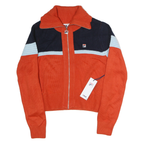 FILA Womens Orange & Navy Patterned Cotton Full Zip Jumper Crew Neck S