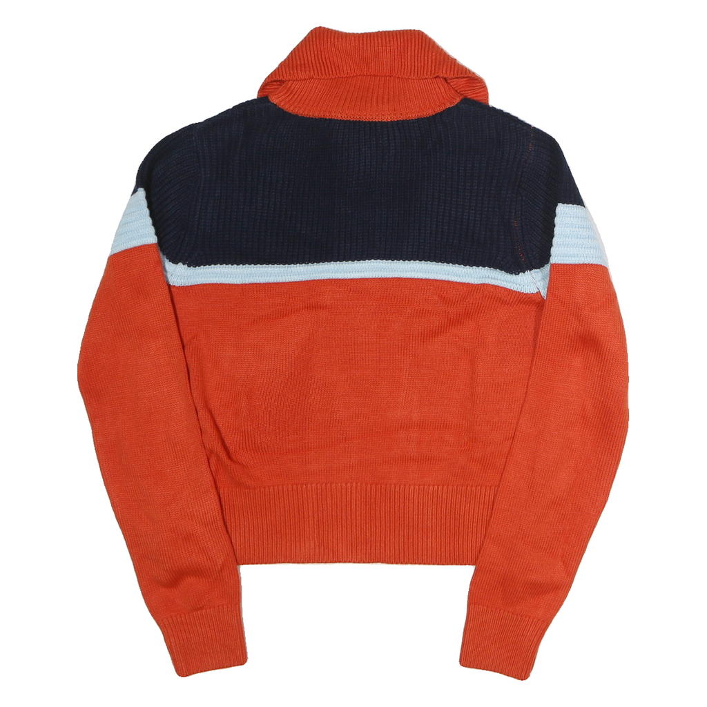 FILA Womens Orange & Navy Patterned Cotton Full Zip Jumper Crew Neck S