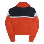 FILA Womens Orange & Navy Patterned Cotton Full Zip Jumper Crew Neck S