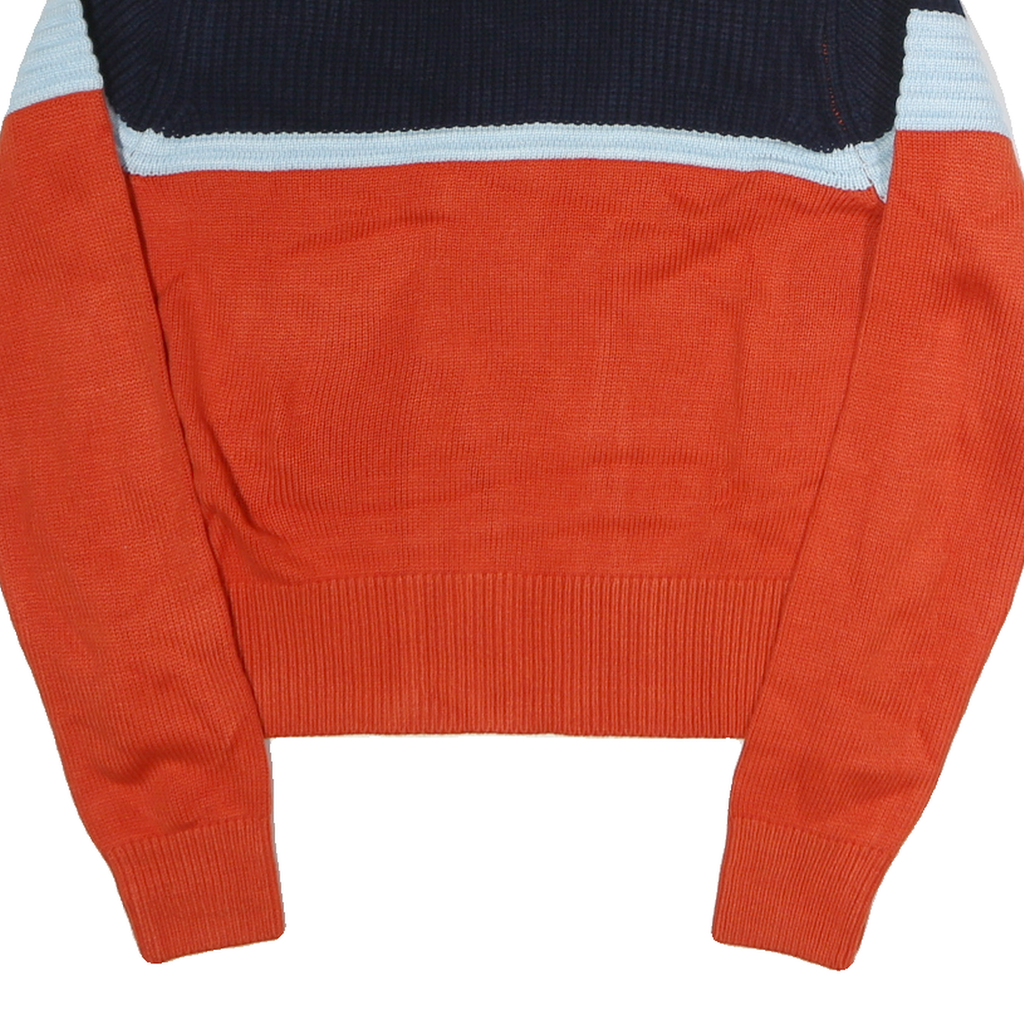 FILA Womens Orange & Navy Patterned Cotton Full Zip Jumper Crew Neck S