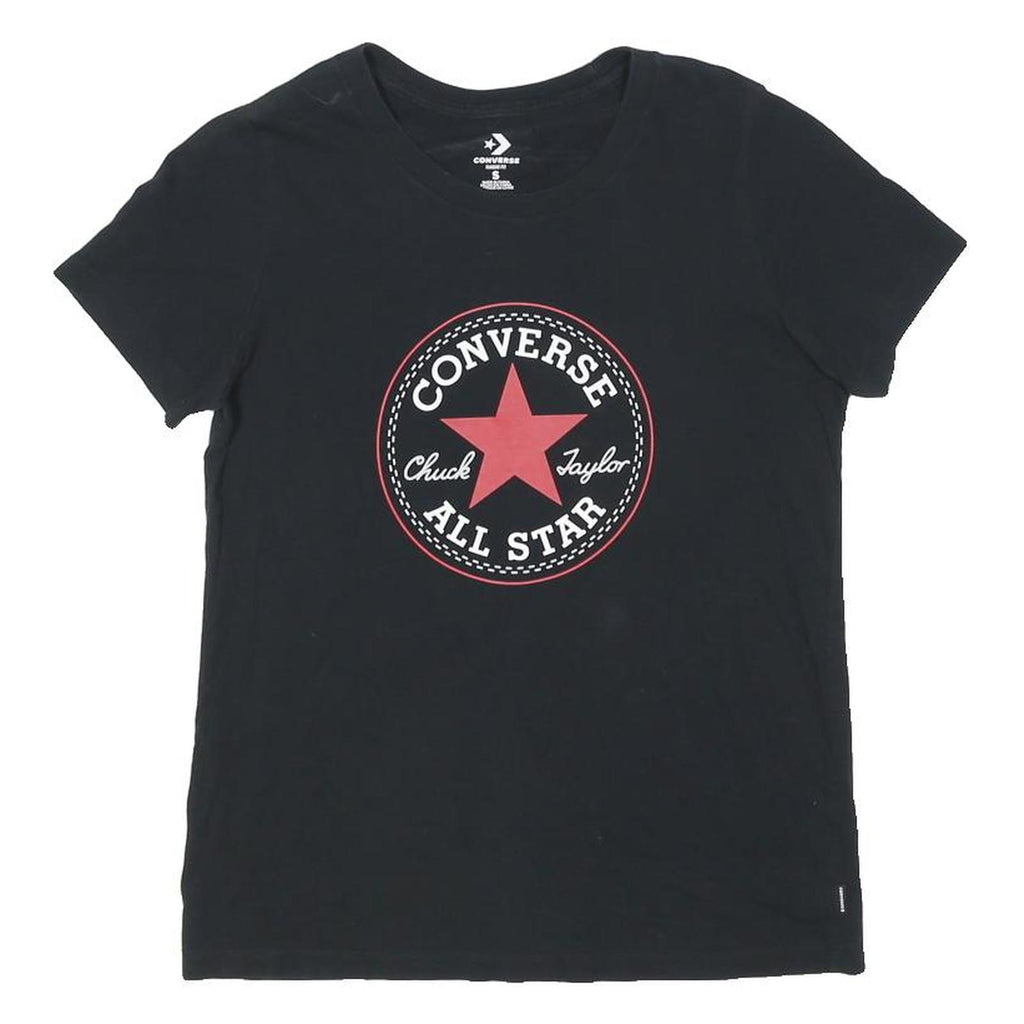CONVERSE Womens Black Chuck Taylor All Star T-Shirt S Short Sleeve Crew Neck