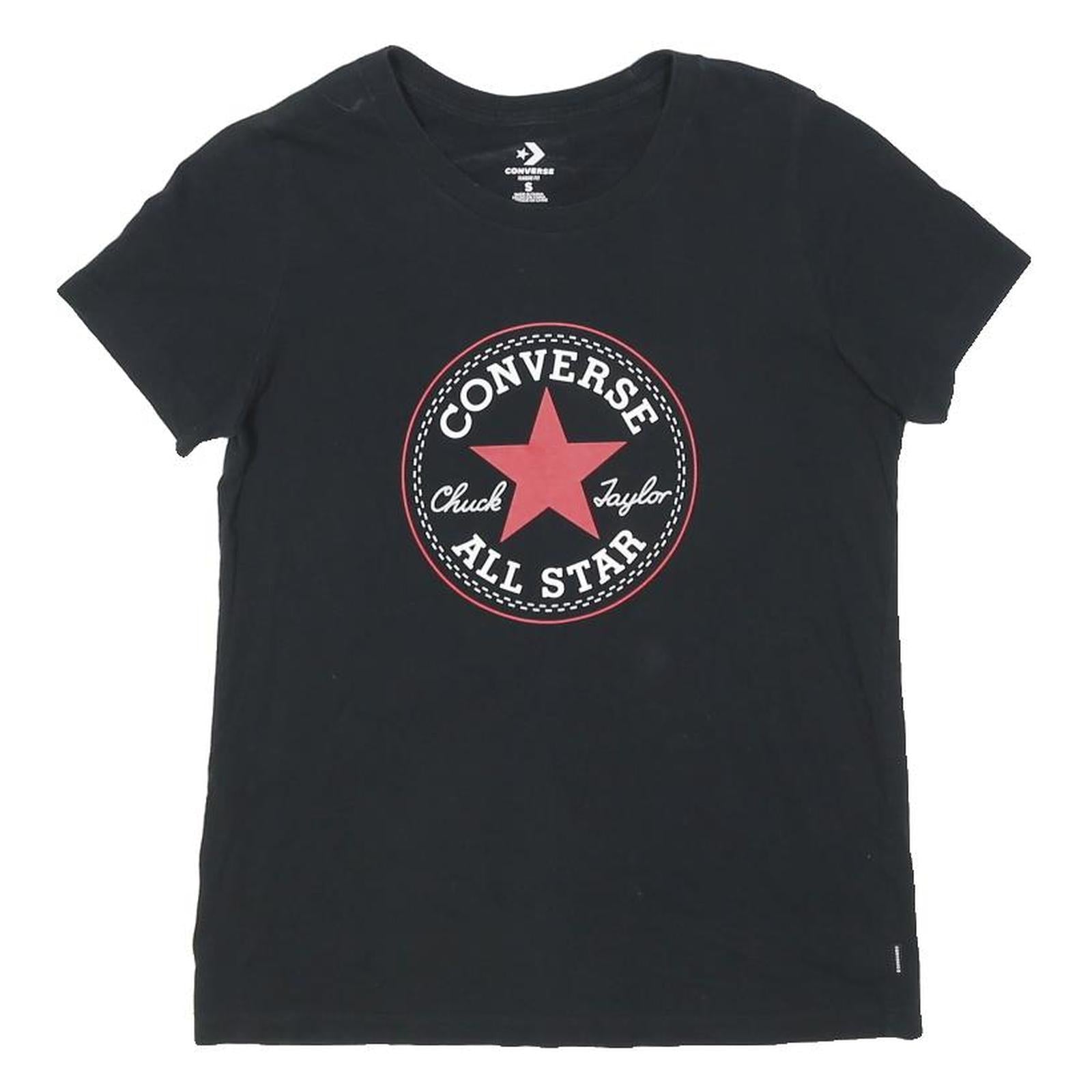 CONVERSE Womens Black Chuck Taylor All Star T-Shirt S Short Sleeve Crew Neck