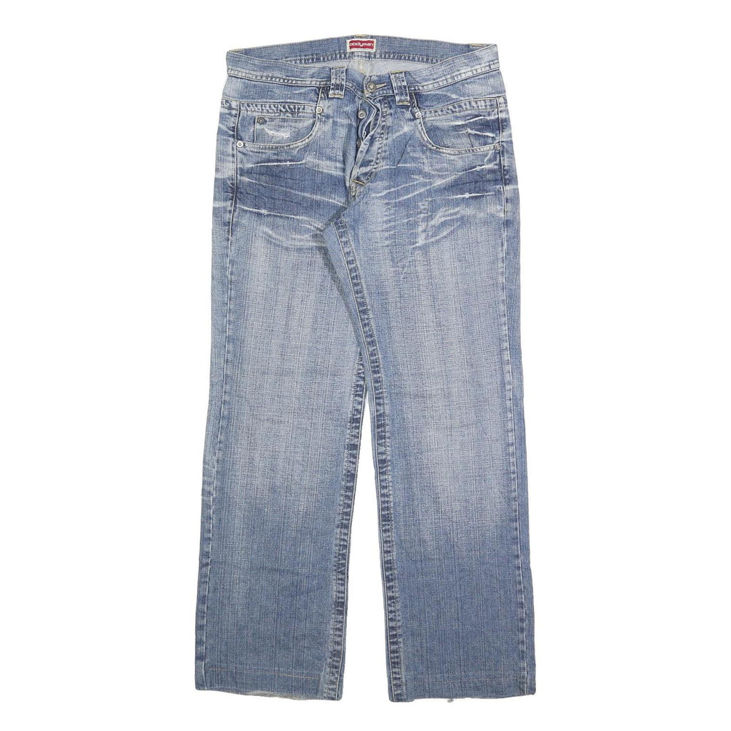 BODY MAN Mens Jeans Blue Regular Straight Denim Light W34 L30 Button Closure