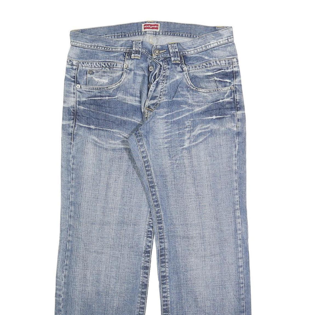 BODY MAN Mens Jeans Blue Regular Straight Denim Light W34 L30 Button Closure