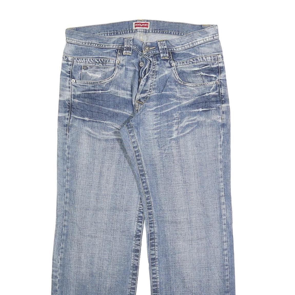 BODY MAN Mens Jeans Blue Regular Straight Denim Light W34 L30 Button Closure