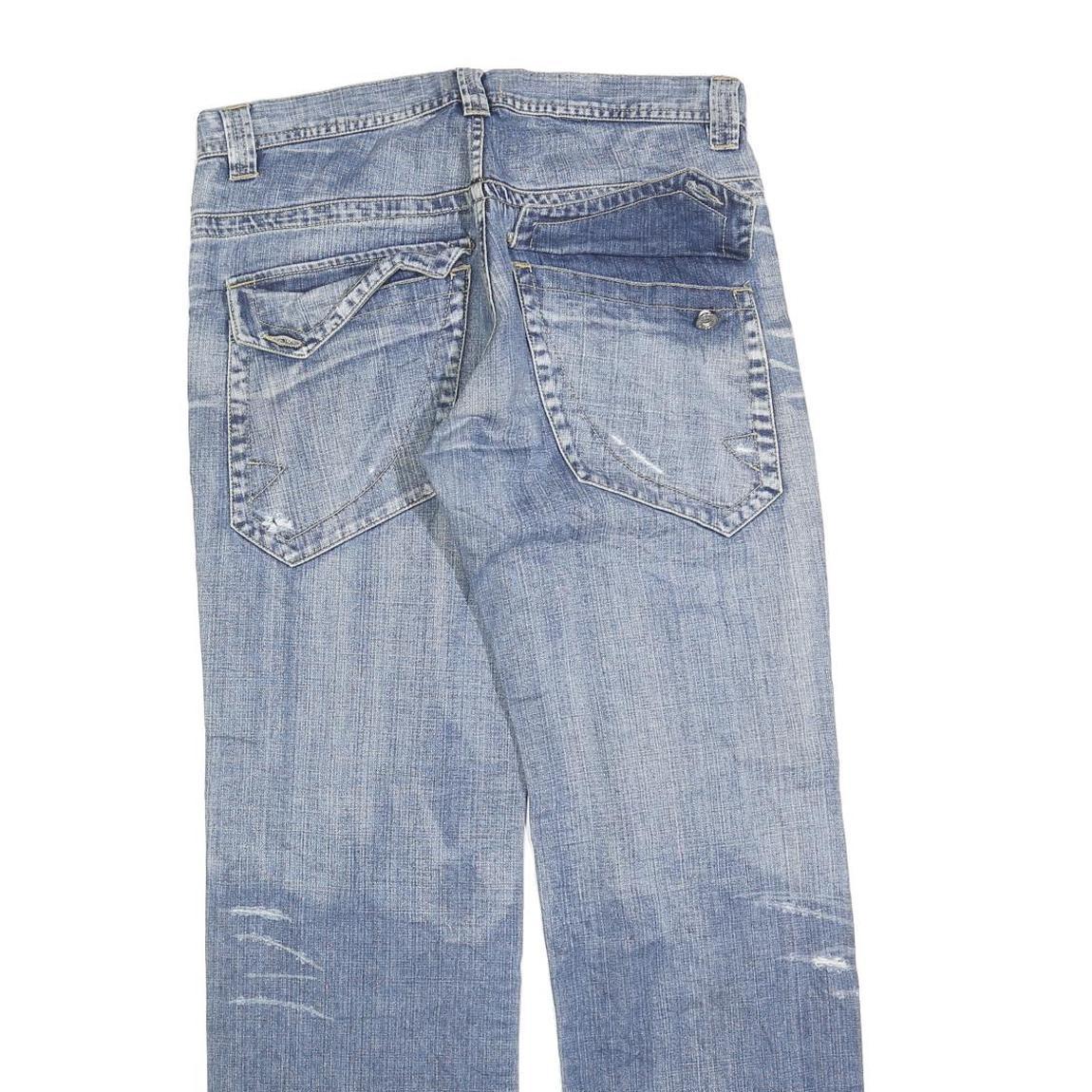 BODY MAN Mens Jeans Blue Regular Straight Denim Light W34 L30 Button Closure