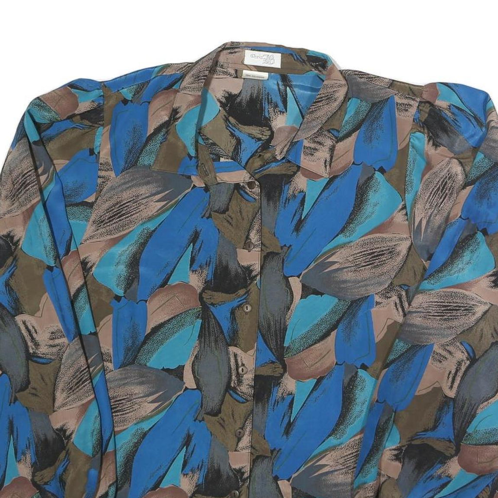 CHRIS JB Womens Blue & Brown Printed Long Sleeve Collared Shirt 2XL Polyester