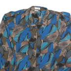 CHRIS JB Womens Blue & Brown Printed Long Sleeve Collared Shirt 2XL Polyester