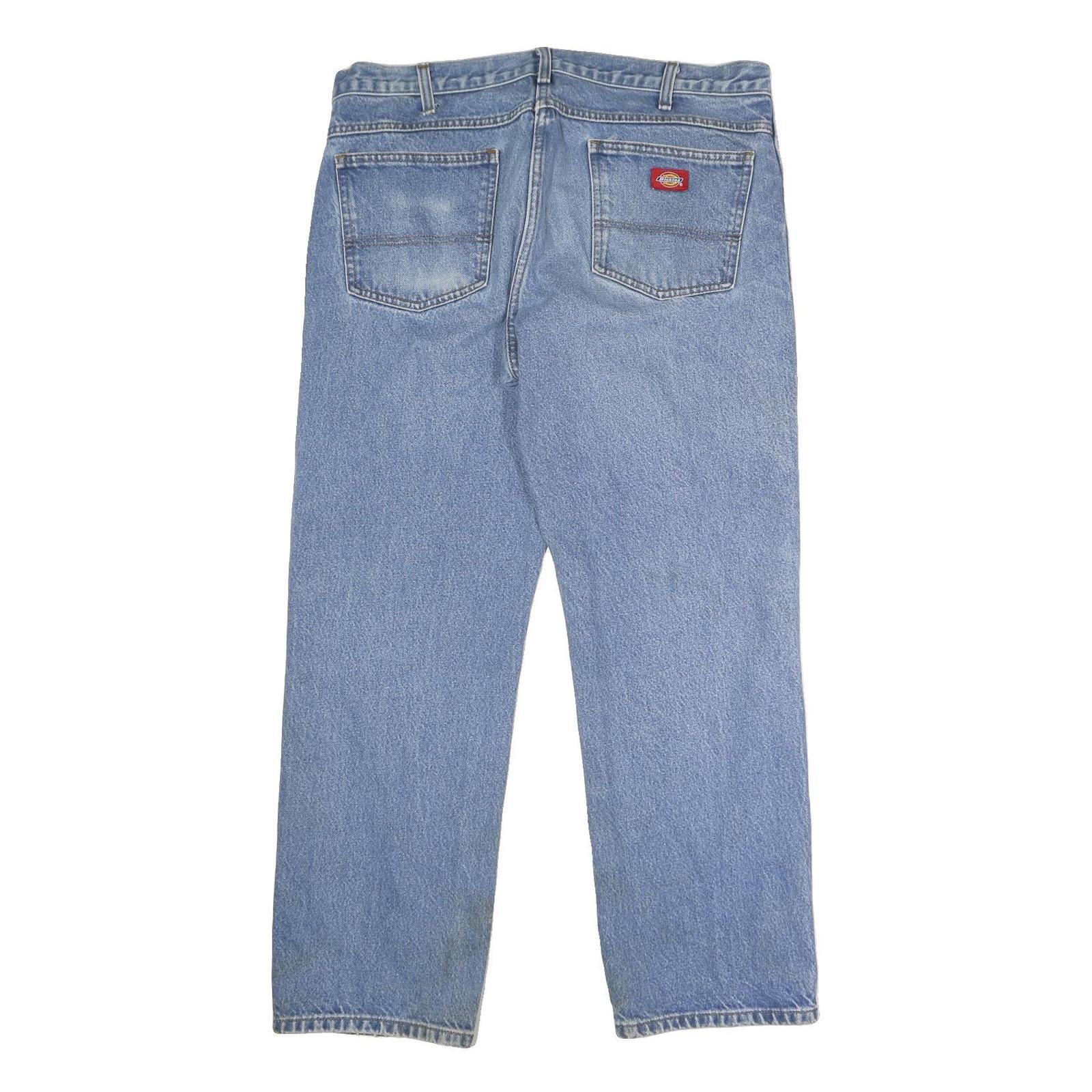 DICKIES Mens Blue Regular Fit Straight Denim Medium Wash W38 L29 Button Closure