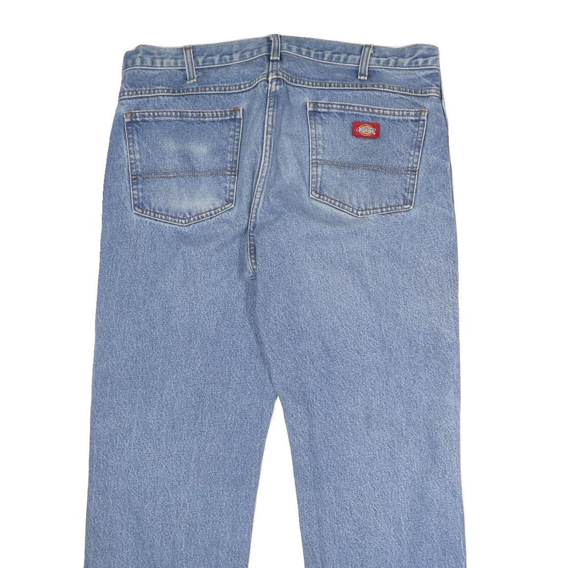 DICKIES Mens Blue Regular Fit Straight Denim Medium Wash W38 L29 Button Closure