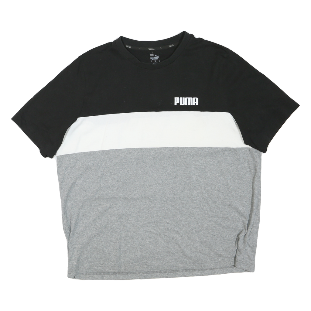 PUMA Mens Black & White & Grey Modern T-Shirt 2XL Short Sleeve Crew Neck