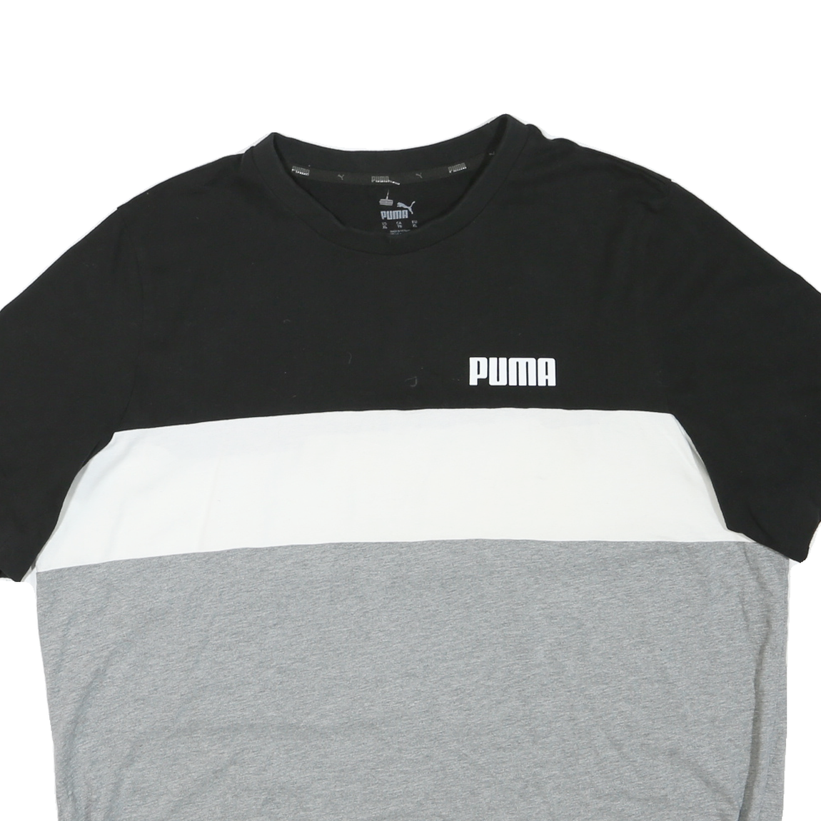 PUMA Mens Black & White & Grey Modern T-Shirt 2XL Short Sleeve Crew Neck