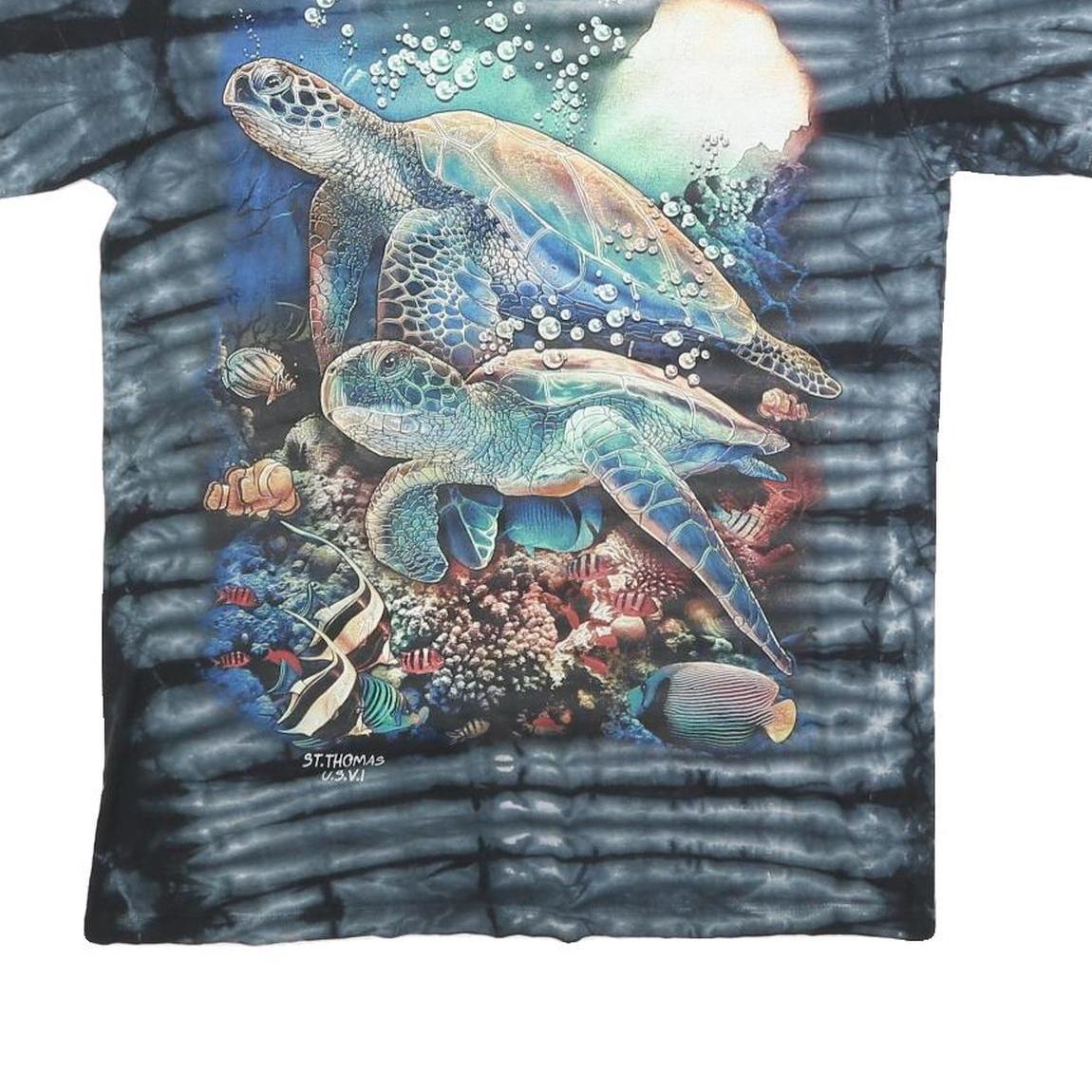 Womens Black Tie Dye Turtle Graphic T-Shirt M Crew Neck Short Sleeve Cotton