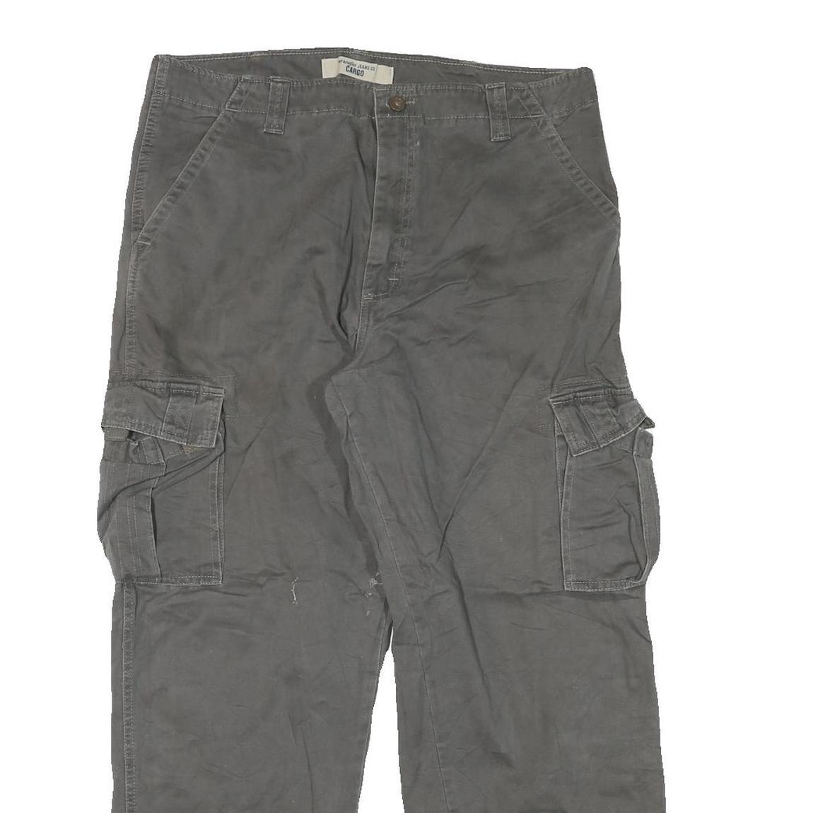 WRANGLER Mens Cotton Blend Grey Relaxed Cargo Trousers W36 L29 Casual Workwear