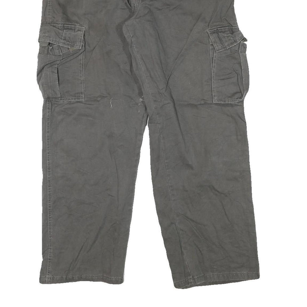 WRANGLER Mens Cotton Blend Grey Relaxed Cargo Trousers W36 L29 Casual Workwear