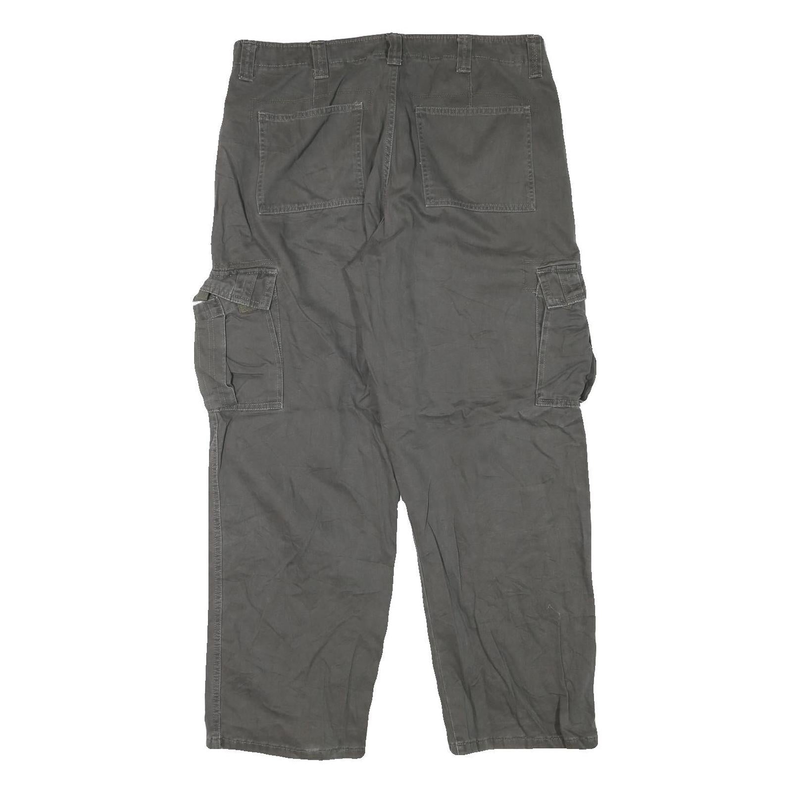 WRANGLER Mens Cotton Blend Grey Relaxed Cargo Trousers W36 L29 Casual Workwear