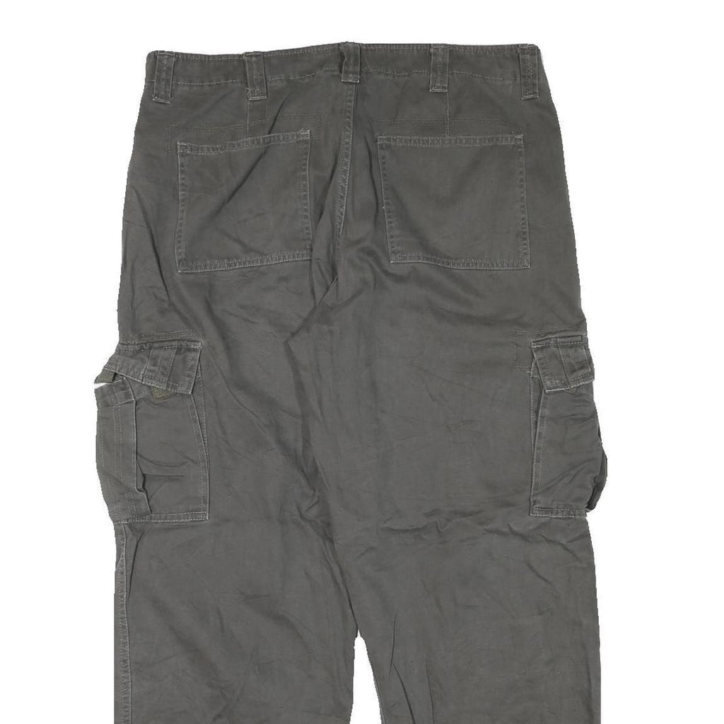 WRANGLER Mens Cotton Blend Grey Relaxed Cargo Trousers W36 L29 Casual Workwear