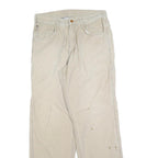 CARHARTT Mens Relaxed Beige Cotton Blend Trousers W32 L32 Workwear Zip Closure