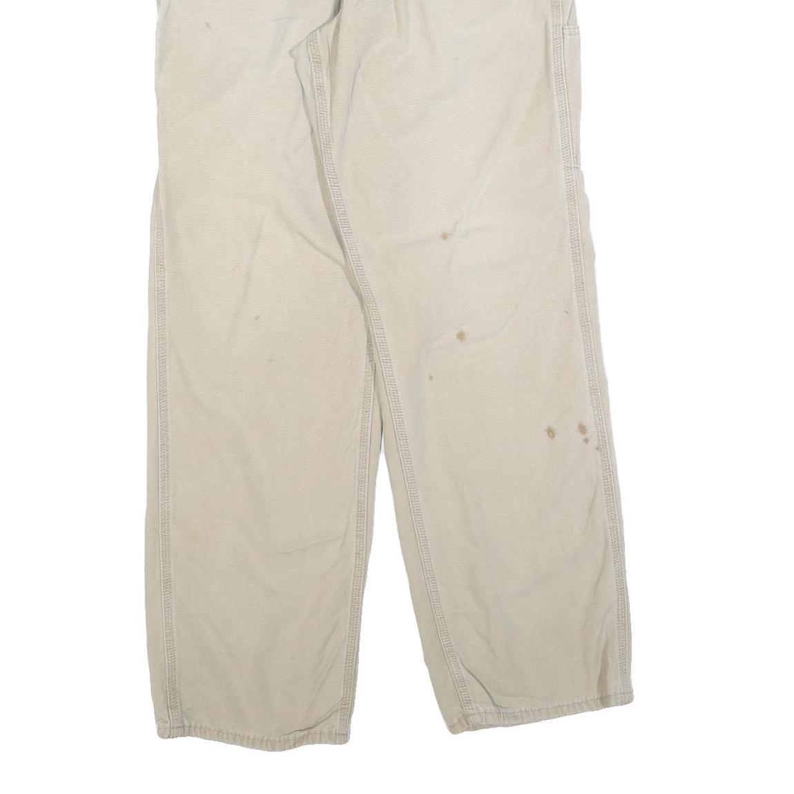 CARHARTT Mens Relaxed Beige Cotton Blend Trousers W32 L32 Workwear Zip Closure